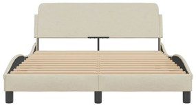 Estrutura de cama c/ cabeceira 120x200 cm tecido cor creme