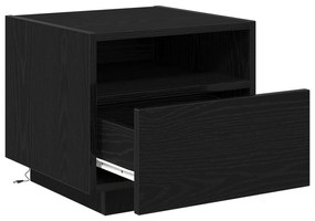 Mesa de Cabeceira vidaXL com Luzes LED Carvalho Preto 40x39x37 cm