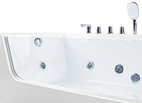 Banheira de hidromassagem de canto versão à direita em acrílico branco 170 x 80 cm PUQUIO Beliani