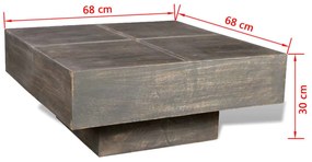 Mesa de centro quadrada em madeira de mangueira castanho escuro