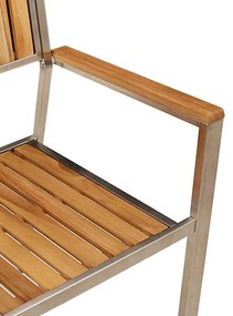Cadeiras de Jardim Empilháveis 4 pcs Madeira Sólida de Teca e Aço Inox