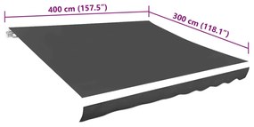 Lona para toldo antracite 400x300 cm