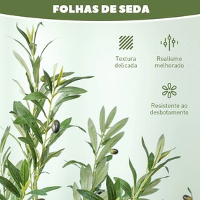 Oliveira Artificial Planta Artificial Decorativa de Interior com 40 Azeitonas Decoração  Ø15x180 cm Verde