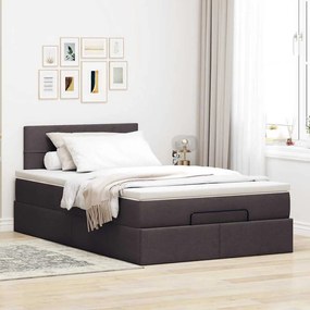 Estrutura de cama otomana com colchão 120x190cm castanho escuro