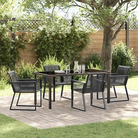 vidaXL Conjunto de Jantar de 5 Peças Preto Rattan Poliéster