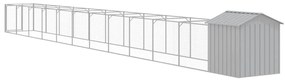 Casota para cães com telhado aço galvanizado cinzento-claro