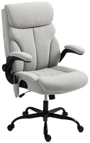 HOMCOM Cadeira de Escritório com Massagem Aquecimento Apoios de Braços Rebatíveis e Controlo Remoto 66x67x113-121 cm Cinzento