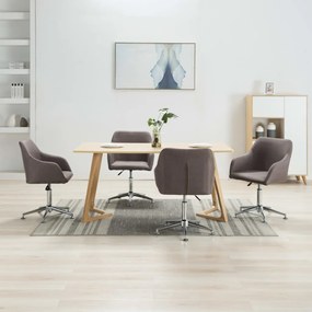 vidaXL Cadeiras de jantar giratórias 4 pcs tecido cinzento-acastanhado