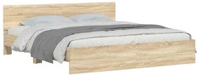 Estrutura de cama com cabeceira 160x200 cm carvalho sonoma