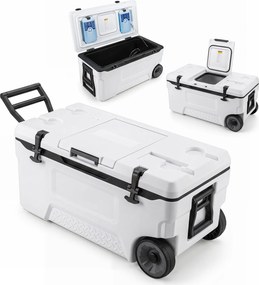 Geleira Portátil com Rodas, 82,5 x 43 x 41,5 cm, Capacidade de 70 L, Branco