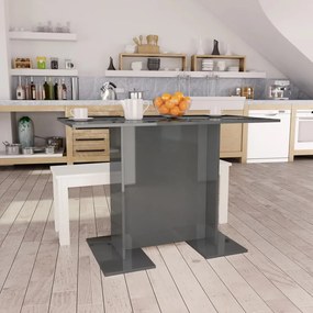 vidaXL Mesa de jantar 110x60x75 cm contraplacado cinzento brilhante