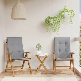 vidaXL Cadeiras de jardim reclináveis c/ almofadões 2 pcs teca maciça