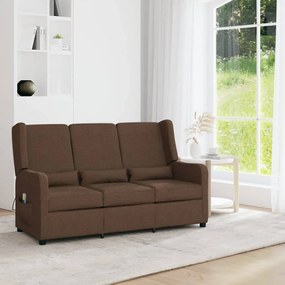 vidaXL Sofá de massagens reclinável 3 lugares tecido castanho