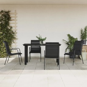5 pcs conjunto de jantar para jardim aço e textilene preto