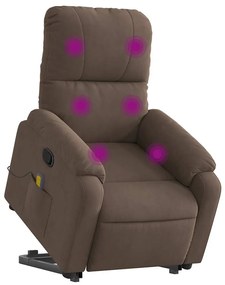 Poltrona de massagens reclinável elevatória microfibra castanho