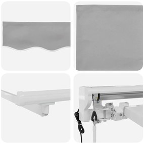 Toldo Retrátil Manual Cinzento-claro 350x200 cm