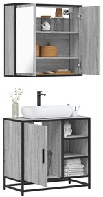 2 pcs conjunto móveis WC derivados de madeira sonoma cinza