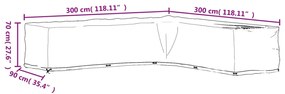 Capas p/ mobília jardim forma de L 2 pcs 20 ilhós 300x300x70 cm