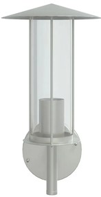 Candeeiro de parede para exterior aço inoxidável prateado