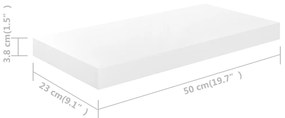 Prateleiras de parede suspensas 4 pcs 50x23x3,8cm MDF branco