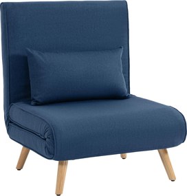 HOMCOM Sofá Cama Individual Estofado em Linho com Encosto Ajustável em 5 Posições e Almofada Sofá Cama Pequeno 72x75x85 cm Azul Escuro | Aosom Portugal