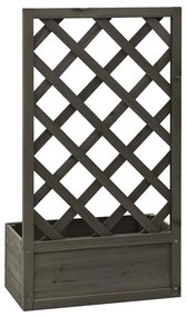 Vaso com treliça para jardim 50x25x90 cm abeto maciço cinzento