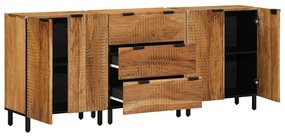 Armários de Lado em 3 Peças Castanho 60x33x75 cm Madeira Sólida de Acá
