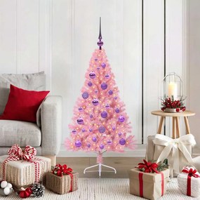 vidaXL Árvore de Natal Artificial Pré-iluminada Rosa 120 cm PVC