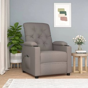 vidaXL Poltrona elétrica reclinável tecido cinzento-acastanhado