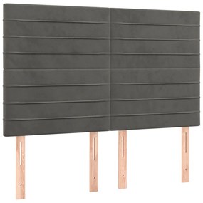 Estrutura de cama sem colchão 140x190 cm veludo cinzento-escuro