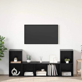 vidaXL Conjunto de Estantes para TV 3 pcs Preto 107 x 35 x 37 cm