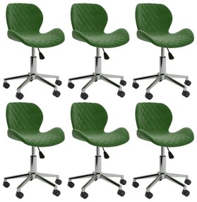 vidaXL Cadeiras de jantar giratórias 6 pcs veludo verde-escuro