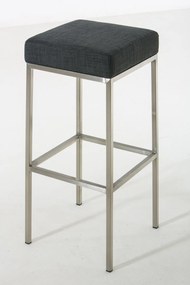 Banco de bar Montreal em tecido com estrutura prateada 37 x 83 x 37 cm Cinzento escuro