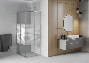 Mexen Rio cabine de duche quadrada 80 x 80 cm, faixas brancas, cromada - 860-080-080-01-20
