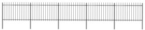 vidaXL Cerca de jardim com topo em forma de lança em aço 892,5x120 cm, preta
