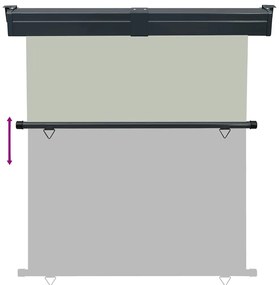 Toldo lateral para varanda 175x250 cm cinzento