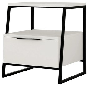 Mesa de Cabeceira "Pal" – 45x50x41 cm – Branco e Preto – Design Modern