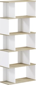 HOMCOM Estante para Livros Estilo Nórdico Estante com 5 Prateleiras Anti-Tombo Carga 25 kg 70x29,5x163 cm Branco e Madeira | Aosom Portugal