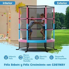Trampolim para crianças 165 cm com rede de segurança e almofada para molas recreativas Estrutura em aço cor Multicolor
