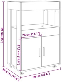 Carrinho de bar 60x39,5x89 cm derivados de madeira branco