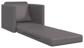 Sofá-Cama 2-em-1 Cinza 74x77x81 cm Pele Sintética