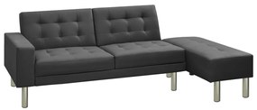 vidaXL Sofá-cama couro artificial cinzento