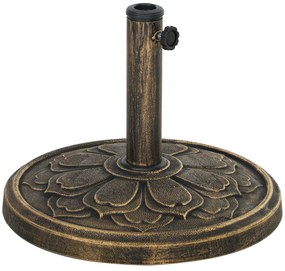 Outsunny Base para Chapéu de Sol Redonda Suporte para Chapéu de Sol Preenchível com Cimento Peso 12 kg Ø46x33 cm Bronze