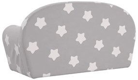 Sofá-cama infantil 2 lugares c/ estrelas pelúcia cinzento-claro