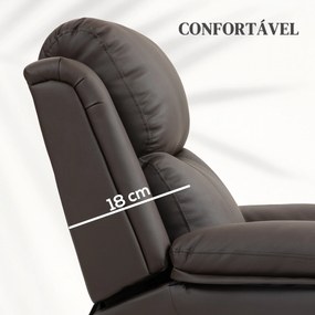 Poltrona Relax Levanta Pessoas com Controle Remoto Reclinação Elétrica de 160° Apoio para os Pés 76x90x105 cm Castanho Escuro