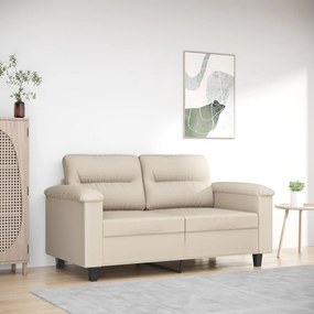 vidaXL Sofá de 2 lugares 120 cm tecido de microfibra cor creme