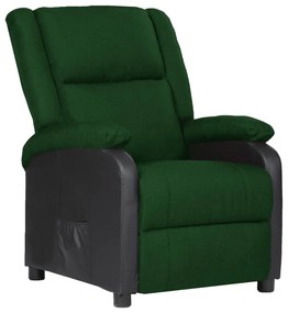 vidaXL Poltrona TV reclinável couro artificial/tecido verde-escuro