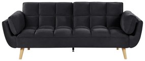 Sofá-cama em veludo preto ASBY Beliani