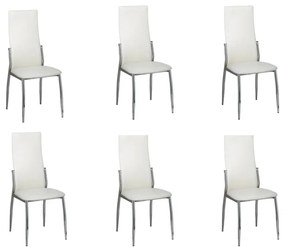 160258 vidaXL Cadeiras de jantar 6 pcs couro artificial branco