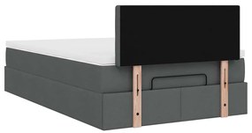 Cama otomana com colchão 120x200 cm tecido cinzento escuro